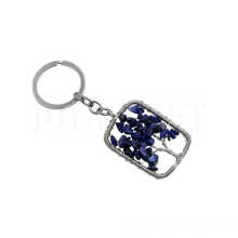 Free Shipping Lucky tree Wire wrapped Natural chip Lapis Lazuli pendant gem stone keychain 12PCS/LOT
